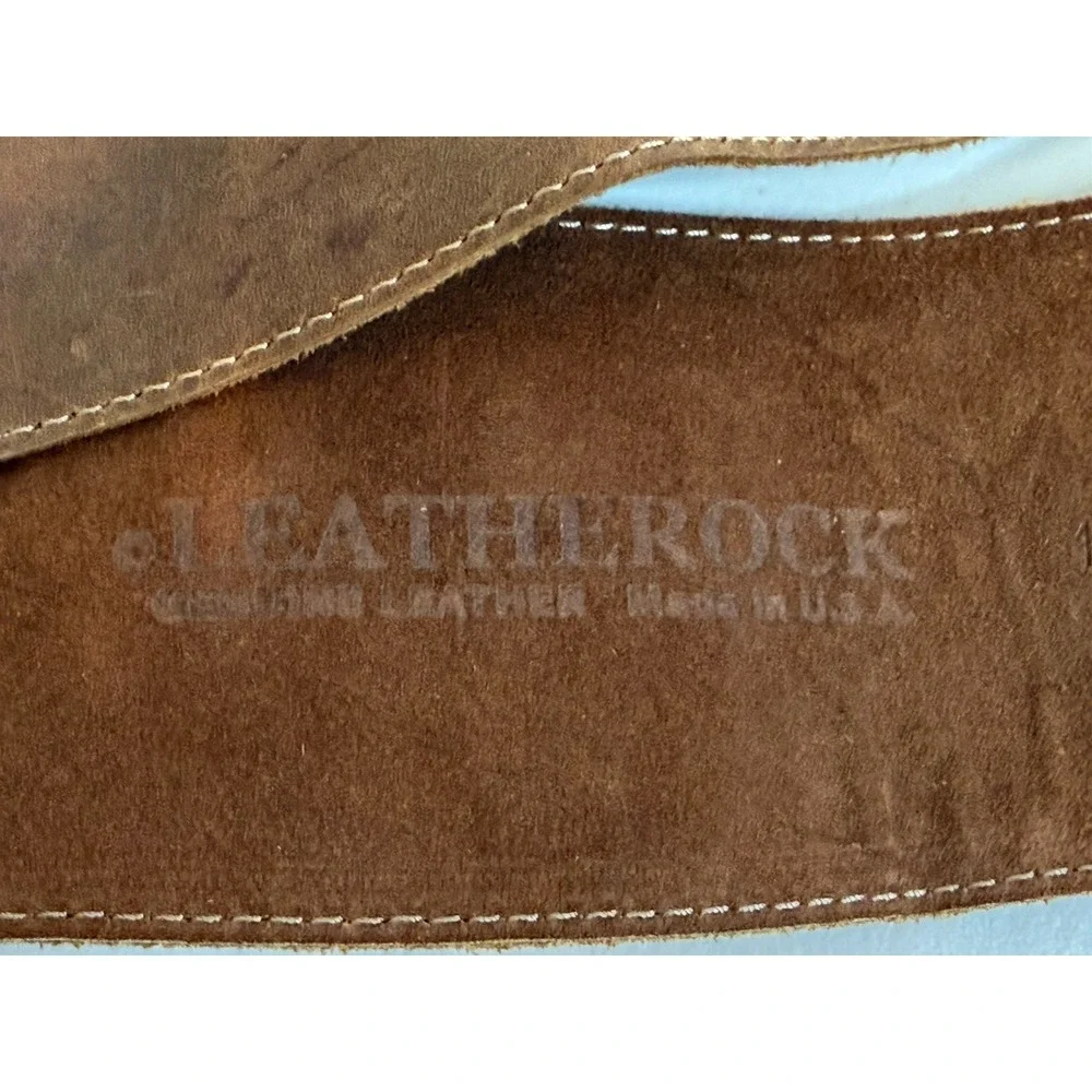 Leatherock Vintage Brown Suede Wide Waist Hip Belt Silver Hook Buckle USA 36